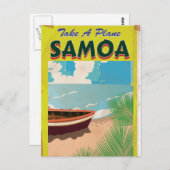 Samoa Vintage Travel Poster Postkarte (Vorne/Hinten)