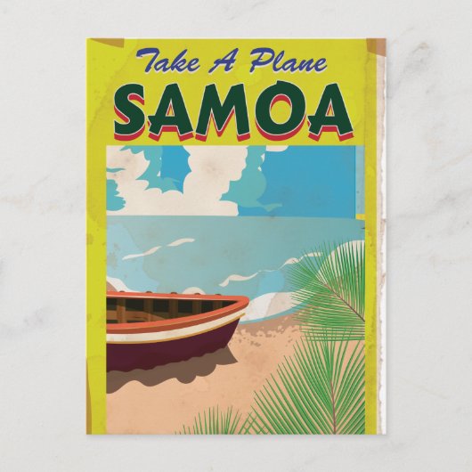 Samoa Vintage Travel Poster Postkarte (Vorderseite)