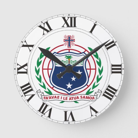 Samoa-Wappen Runde Wanduhr (Vorderseite)