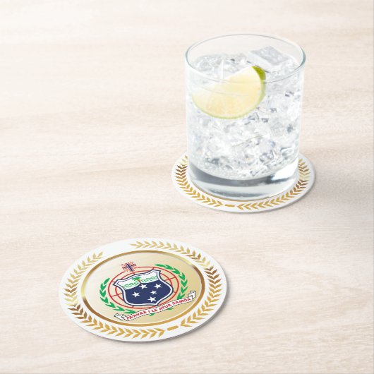 Samoa-Wappen Runder Pappuntersetzer (Vor Ort)