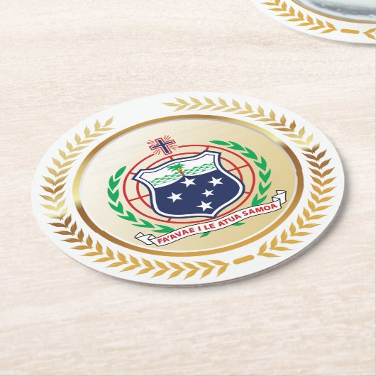 Samoa-Wappen Runder Pappuntersetzer (Angewinkelt)