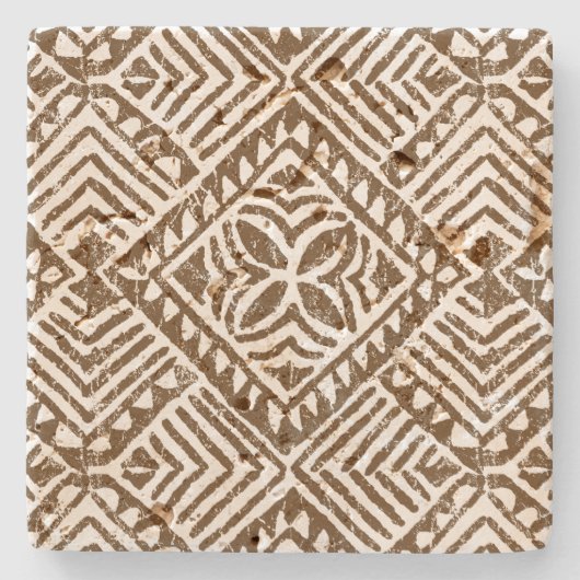 Samoaischer Tapa hawaiische Tiki Steinuntersetzer (Vorderseite)