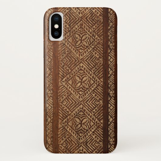 Samoaischer Tapa-hawaiisches Imitat-Holz-Surfbrett Case-Mate iPhone Hülle (Rückseite)