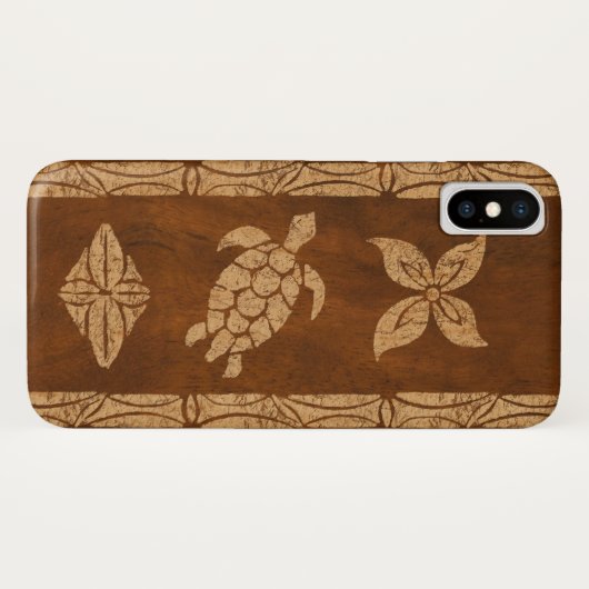 Samoaisches Schildkröte-Totem-Imitat Koa Case-Mate iPhone Hülle (Rückseite (Horizontal))