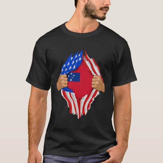 Samoan Blood Inside Me Samoa Flag Geschenk T-Shirt (Vorderseite)