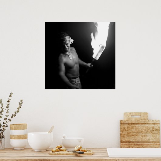 SAMOAN CHIEF mit TORCH Poster (Küche)