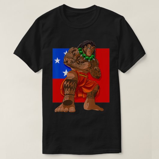 Samoan Pride Polynesien Haka Dance Samoa Flagge T-Shirt (Design vorne)
