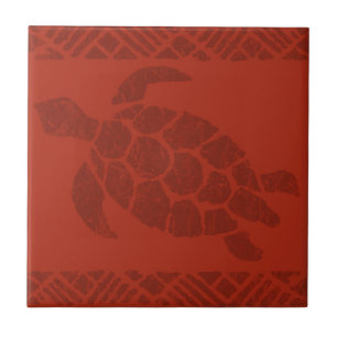Samoan Tapa Polynesian Turtle Tile Untersetzer