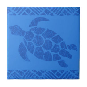 Samoan Tapa Polynesian Turtle Tile Untersetzer