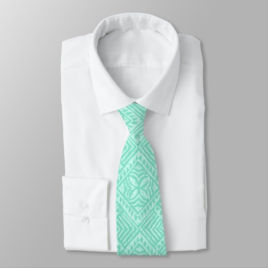Samoan Tapa Tropical Mint Green Krawatte (Gebunden)