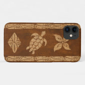 Samoan Turtle Totem Imitate Koa Surfboard Case-Mate iPhone Hülle (Rückseite (Horizontal))