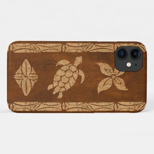 Samoan Turtle Totem Imitate Koa Surfboard Case-Mate iPhone Hülle (Rückseite (Horizontal))