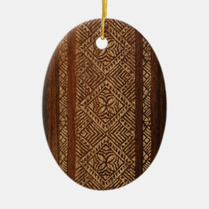 Samoanischer Tapa-Hawaiian-Faux-Holz-Surfbrett Keramik Ornament