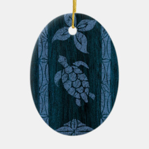 Samoanischer Tapa-Hawaiian-Faux-Holz-Surfbrett Keramik Ornament