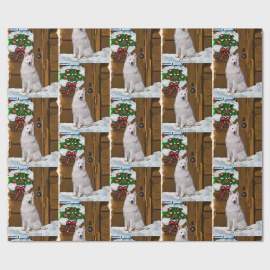 Samoed auf Porch Weihnachten Geschenkpapier (Flach)