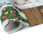 Samoed auf Porch Weihnachten Geschenkpapier (Rolleneckpunkt)