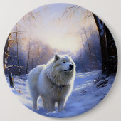 Samoed Let It Snow Weihnachten Button (Vorderseite)
