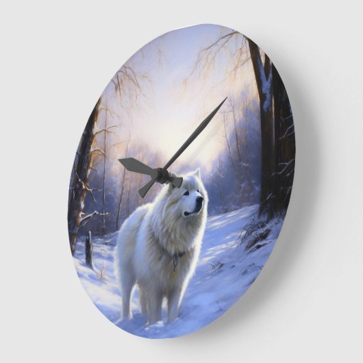 Samoed Let It Snow Weihnachten Große Wanduhr (Winkel)