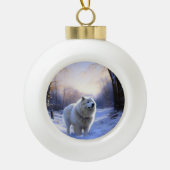 Samoed Let It Snow Weihnachten Keramik Kugel-Ornament (Vorderseite)
