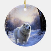 Samoed Let It Snow Weihnachten Keramik Ornament (Hinten)