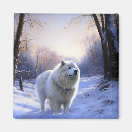 Samoed Let It Snow Weihnachten Magnet (Vorne)