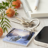 Samoed Let It Snow Weihnachten Schlüsselanhänger (Vorderseite rechts)