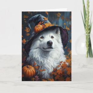 Samojed-Hexe Halloween Feiertagskarte