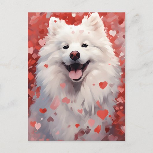 Samojed Valentinstag Postkarte (Vorderseite)
