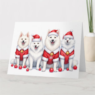 Samojed Weihnachtskleid Santa Hut Karte