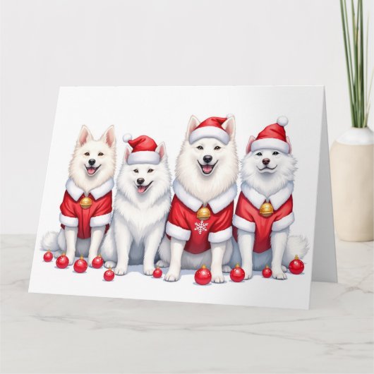 Samojed Weihnachtskleid Santa Hut Karte (Vorderseite)