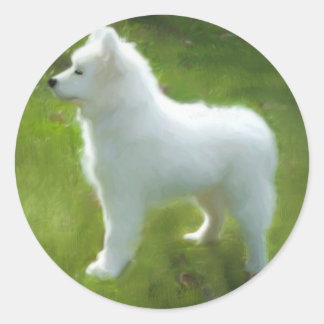 Samojed-Welpen-Aufkleber; verschiedene Größen Runder Aufkleber