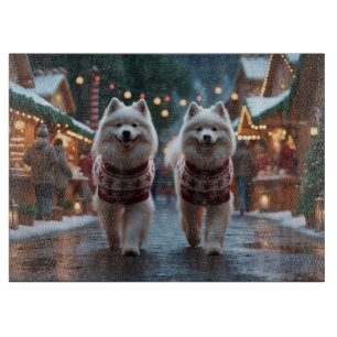 Samojedden Hunde Weihnachten Schnee Feiertag Schneidebrett