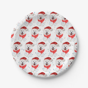 Samojedden-Hunderasse Weihnachtssterne Pappteller
