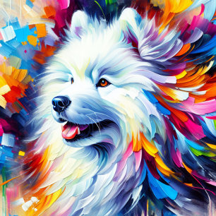 Samojede Acryl Druck   Bunt   Lebendig Puzzle