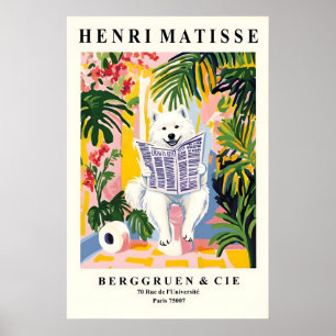 Samojede auf Toilette Druck Mattise Stil Badezimme Poster