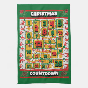 Samojede Countdown Weihnachten Adventskalender Hun Geschirrtuch