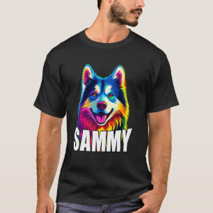 Samojede Gesicht Bunt Lächelnder Sammy Hundeliebha T-Shirt