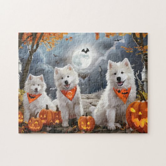 Samojede Halloween Gruselig Puzzle (Horizontal)