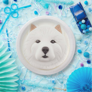 Samojede-Hund 3D inspiriert Pappteller