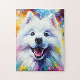 Samojede Hund Acryl Druck Hundeliebhaber Geschenk Puzzle