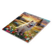 Samojede-Hund   Fliese (Seite)