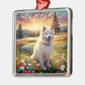 Samojede Hund Ornament Aus Metall (Links)