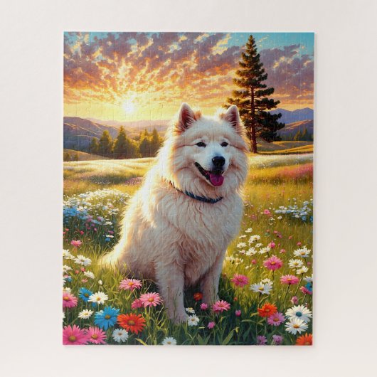 Samojede Hund   Puzzle (Vertikal)