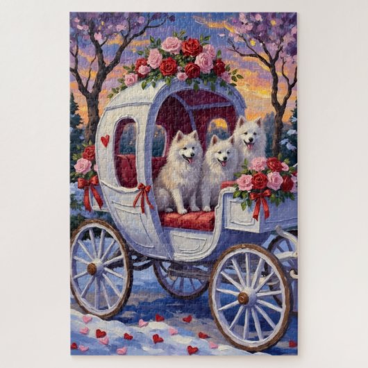 Samojede Hund Valentinstag Puzzle (Vertikal)