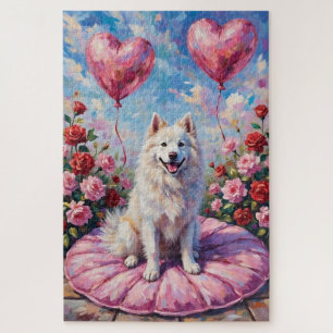 Samojede-Hund Valentinstag Rose Picknick Puzzle