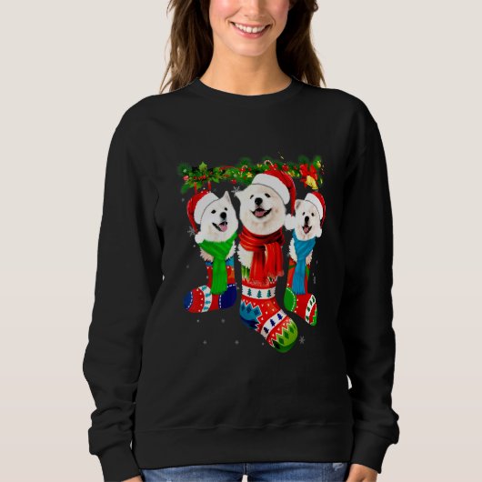 Samojede in Weihnachts-Socken Swea Sweatshirt (Vorderseite)