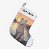 Samojede Kleiner Weihnachtsstrumpf (Vorderansicht (hängend))