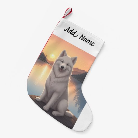 Samojede Kleiner Weihnachtsstrumpf (Vorderansicht (hängend))