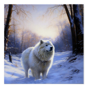 Samojede Lass es schneien Weihnachten Poster