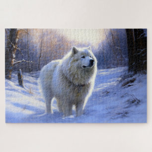 Samojede Lass es schneien Weihnachten Puzzle